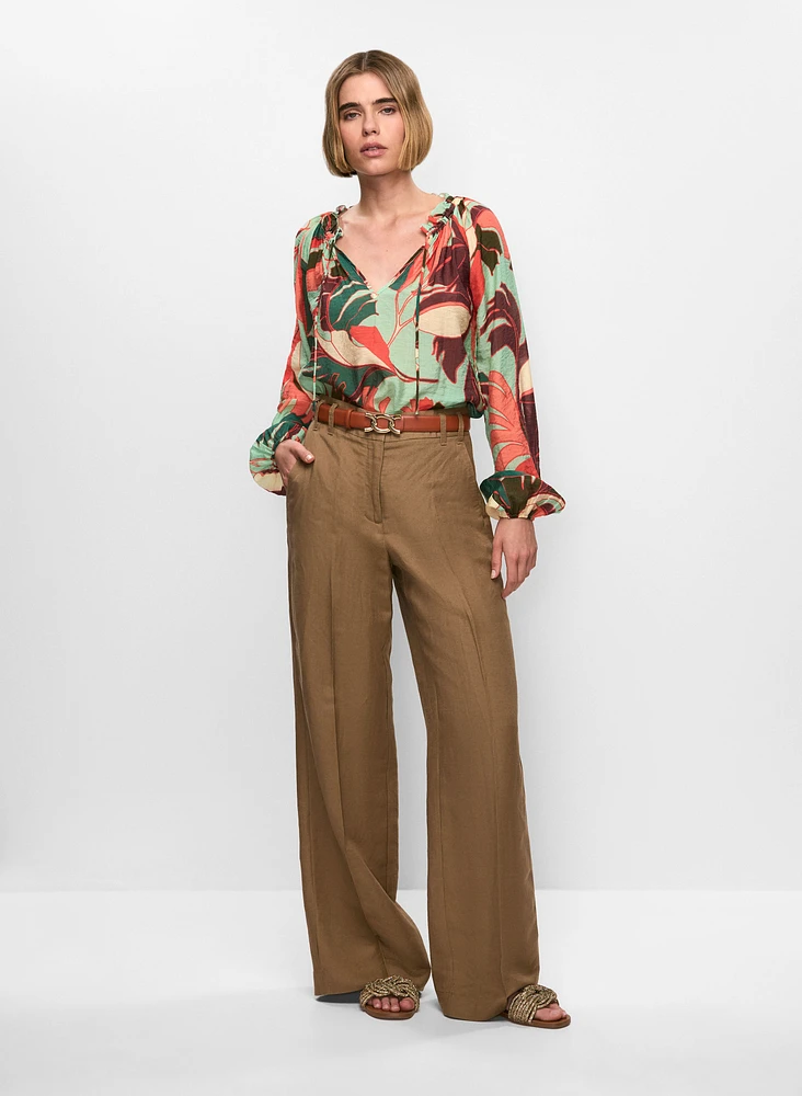 Blouse à manches bouffantes et pantalon à jambe large