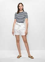 Short en denim plissé à taille nouée