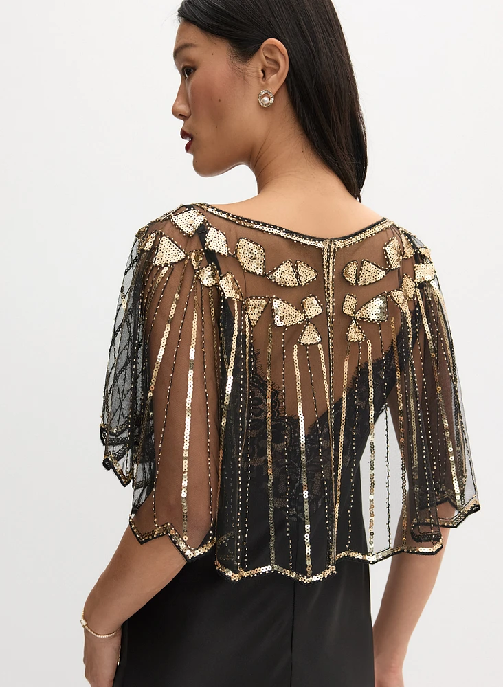 Sheer Sequin Cape