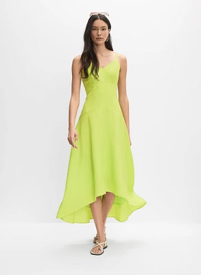 Linen-Blend Midi Dress