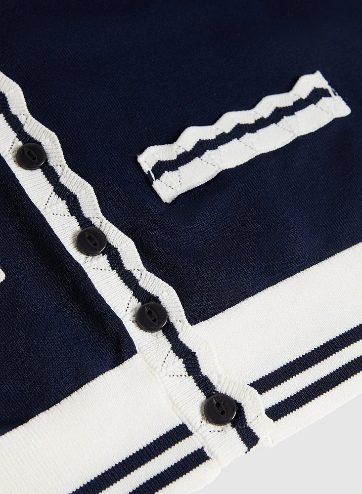 Cardigan à bordure rayée