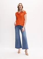 Blouse en crêpe à col bénitier