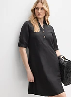 Linen-Blend Shirt Dress