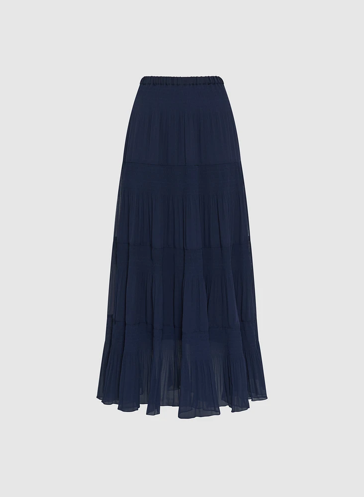 Jupe maxi en chiffon plissée