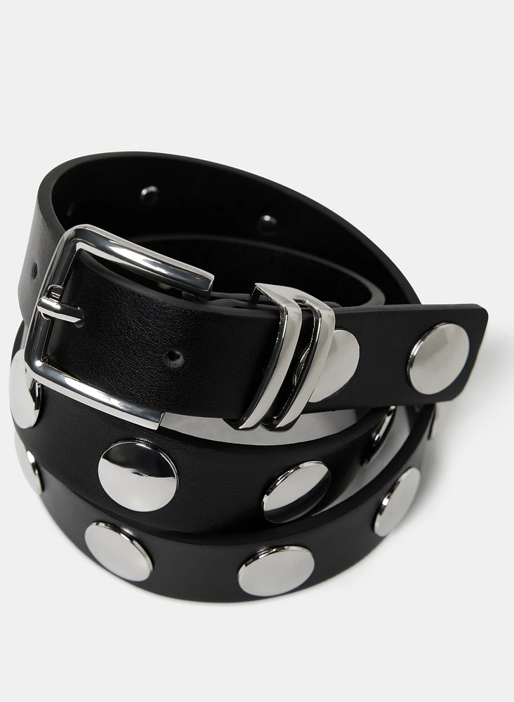 Studded Vegan Leather Belt