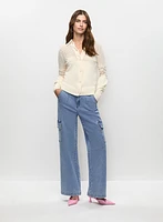 Haut à détail en tricot pointelle et jean cargo à jambe large