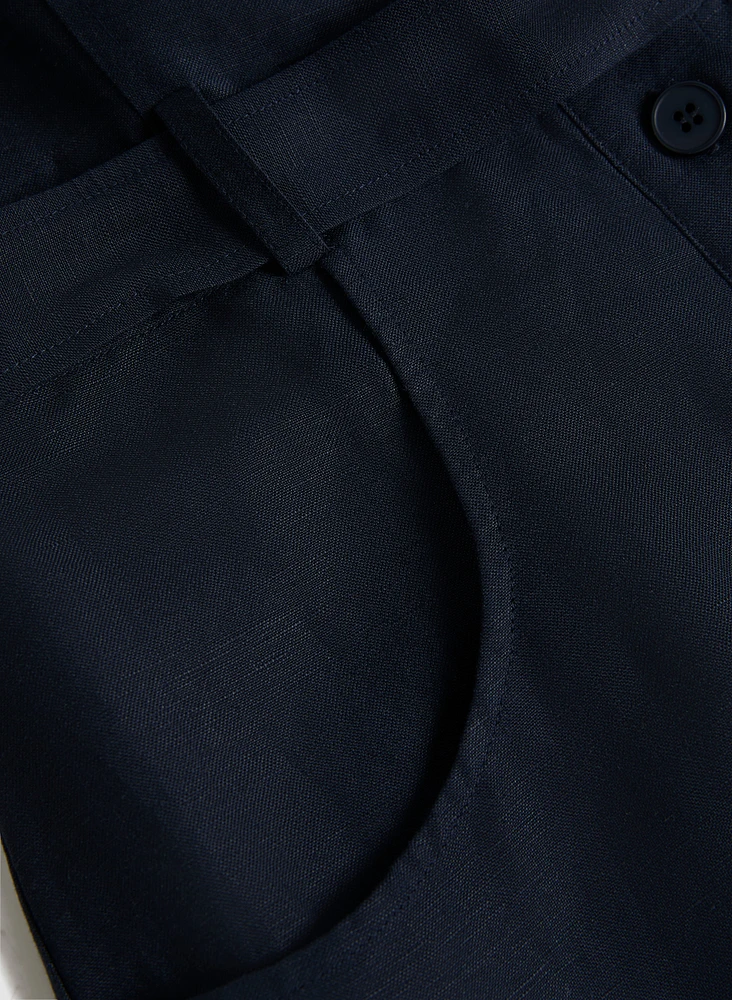 Linen-Blend Button-Down Dress
