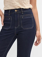 Patch Pocket Flare-Leg Jeans