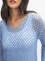 Open Knit Sequin Sweater