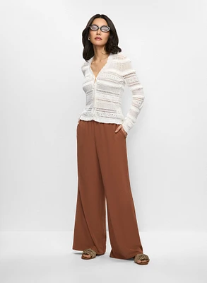 Cardigan en tricot et pantalon à jambe large
