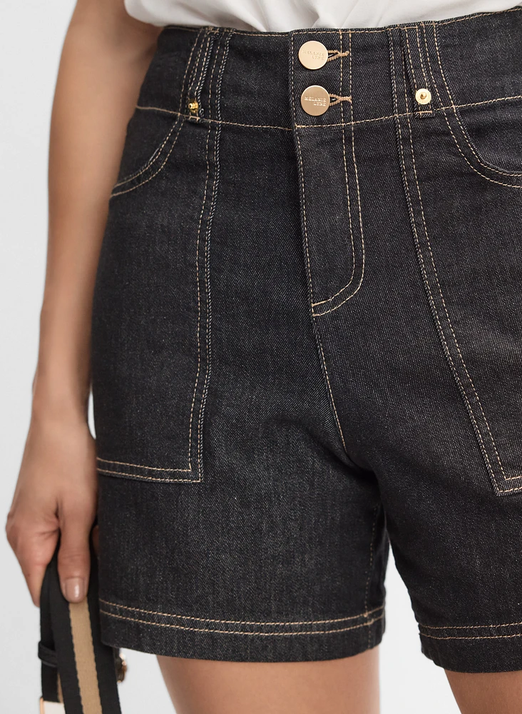 Double-Button Jean Shorts