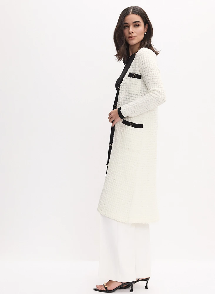 Tweed Contrast Trim Cardigan