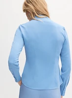 Shirred Button-Down Blouse