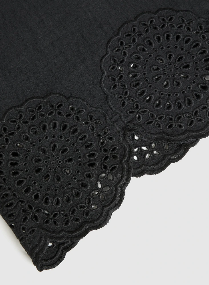 Blouse sans manches à ourlet brodé