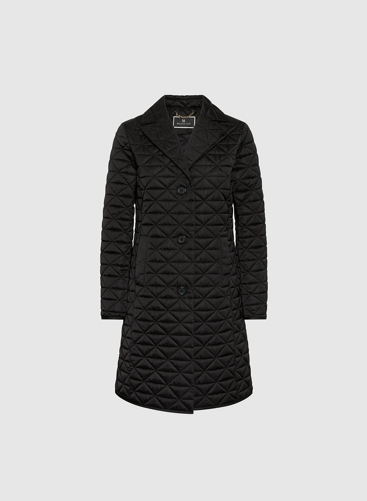 Notch Collar Diamond Quilt Coat