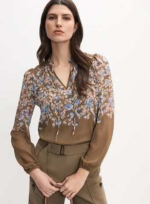 Blouse florale en V