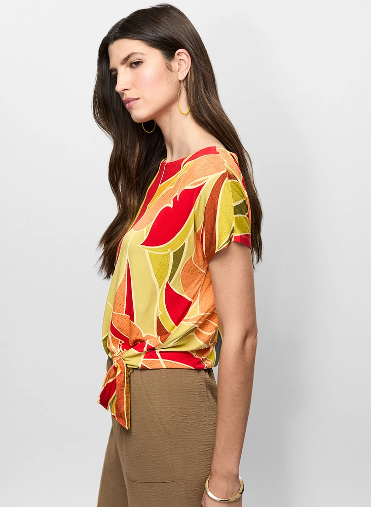 Knotted Leaf Print T-Shirt