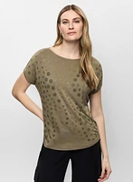 T-shirt à motif pois en strass