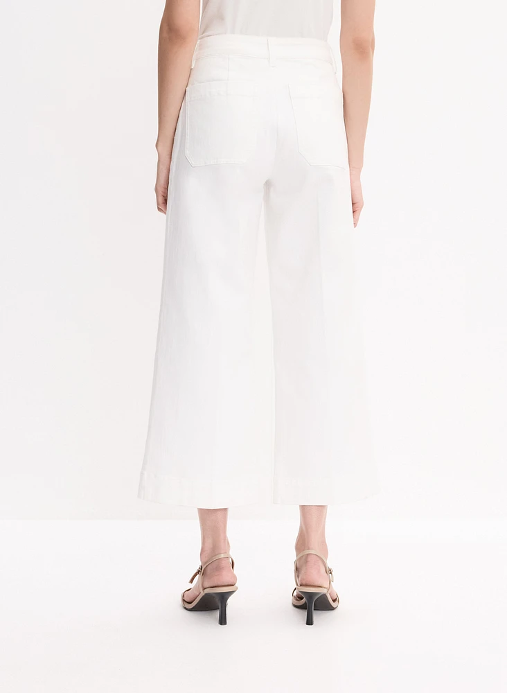 Patch Pocket Wide-Leg Jeans