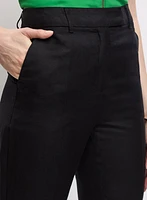 Pantalon en lin mélangé à jambe semi-évasée
