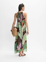 Graphic Palm Print Maxi Dress