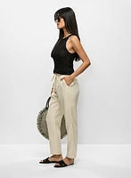 Pantalon droit à taille élastique