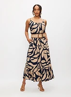 Robe maxi à motif feuilles