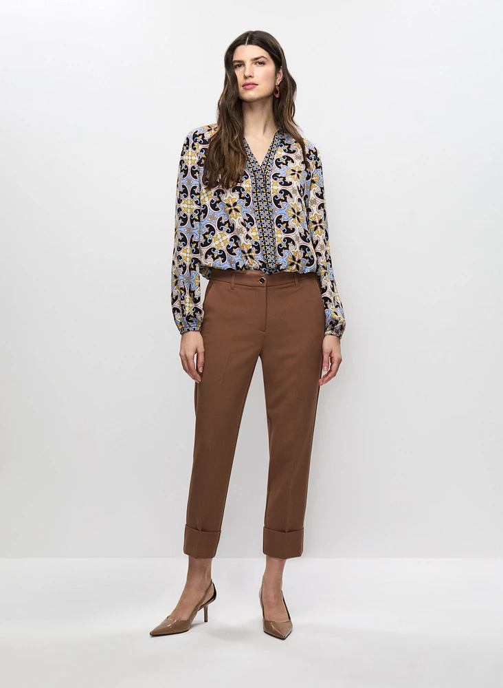 Haut à motif cachemire et pantalon à revers