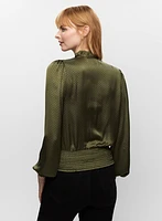 Polka Dot Motif Satin Blouse