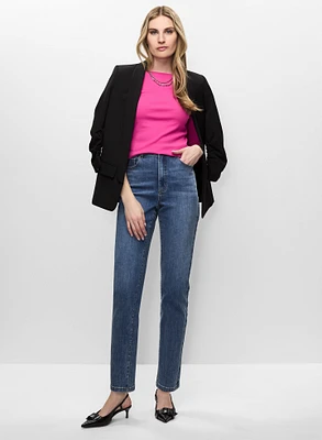 Veste avec manches à revers et jean à effet plissé