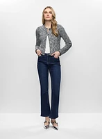 Cardigan en tweed et jean évasé