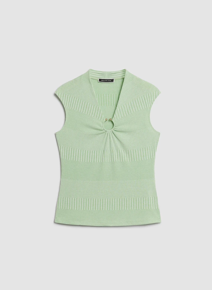 Ring Detail Cap Sleeve Top