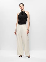 Haut à col licou et pantalon large style cargo