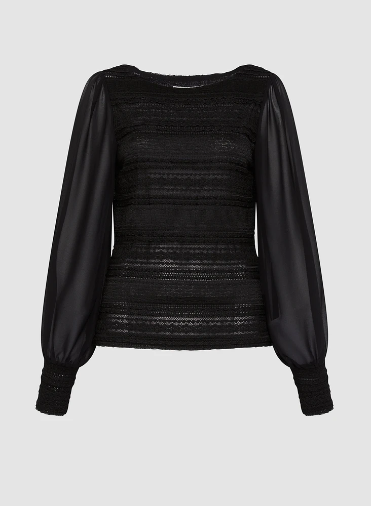 Ruffle Lace Long Sleeve Top