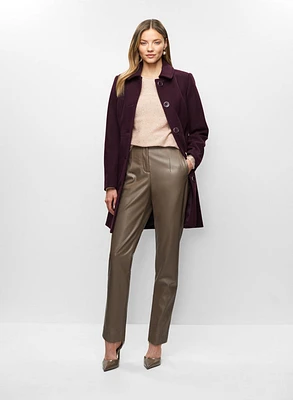 Manteau en laine mélangée et pantalon en faux cuir