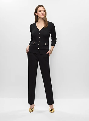 Pull à boutons décoratifs et pantalon coupe Juliette