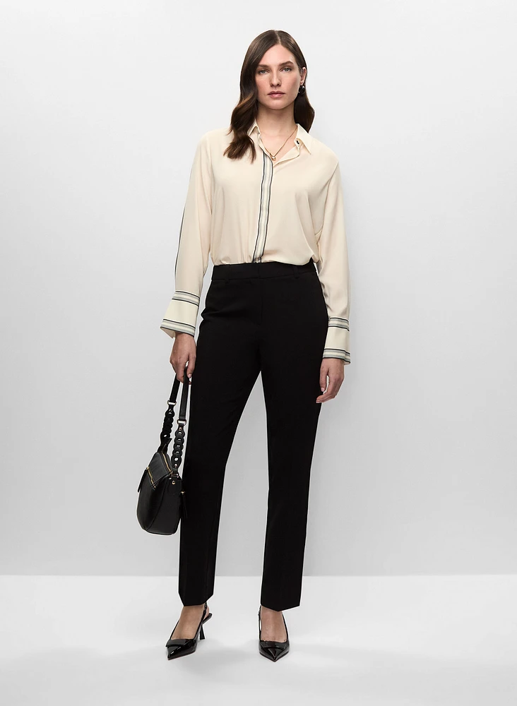 Blouse à bandes contrastantes et pantalon à jambe étroite