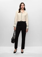 Blouse à bandes contrastantes et pantalon à jambe étroite