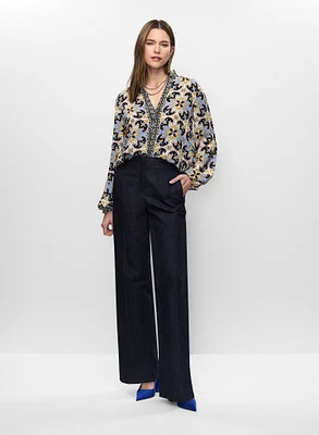 Haut à motif cachemire et pantalon à surpiqures