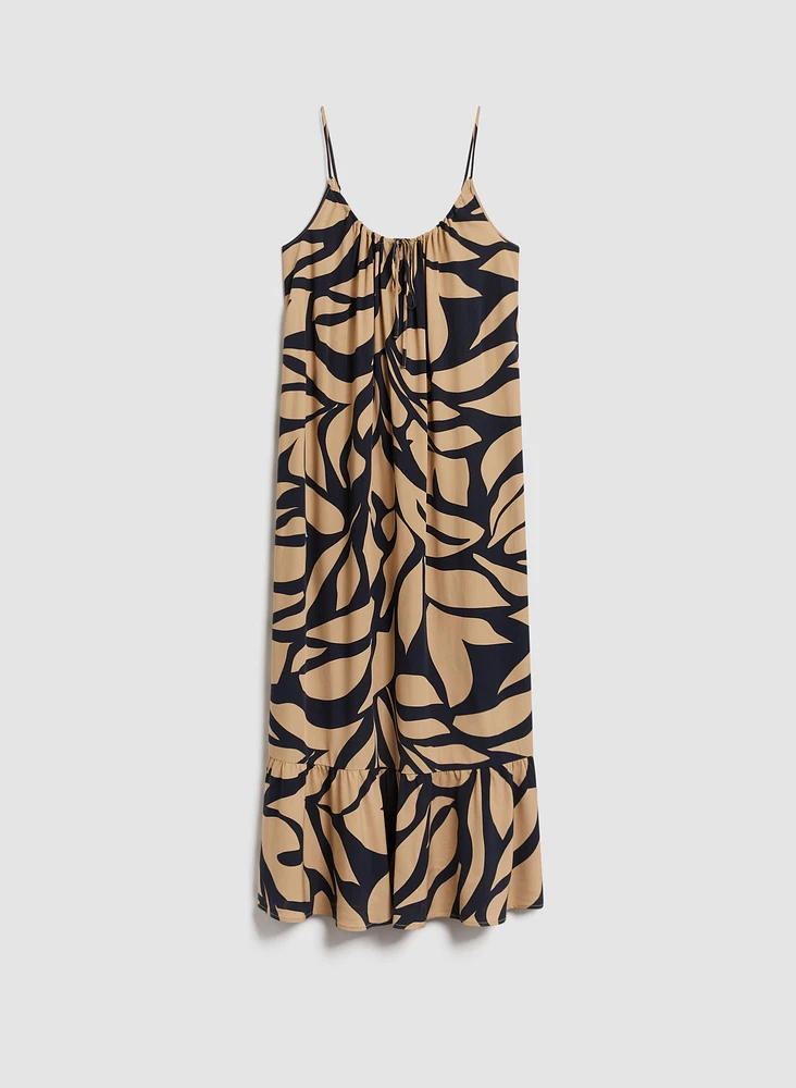 Robe maxi à motif feuilles