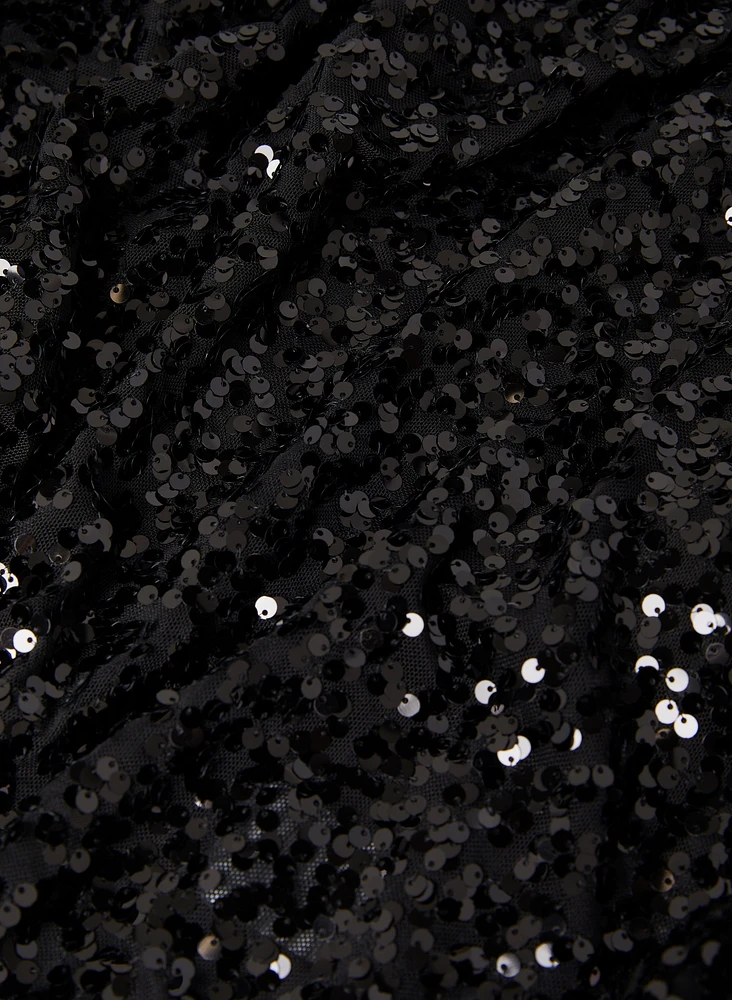 Sequin Detail Crew Neck Top