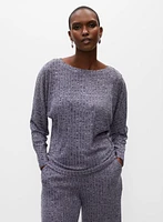 Dolman Sleeve Melange Knit Top