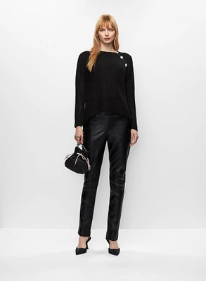 Pull à boutons fantaisie et pantalon droit