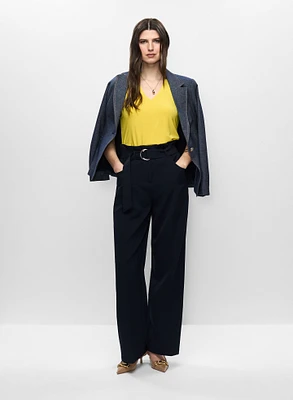 Veste courte en denim et pantalon à jambe large