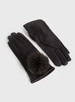 Faux Suede Pompom Gloves