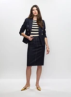Veste en denim et jupe à surpiqûres
