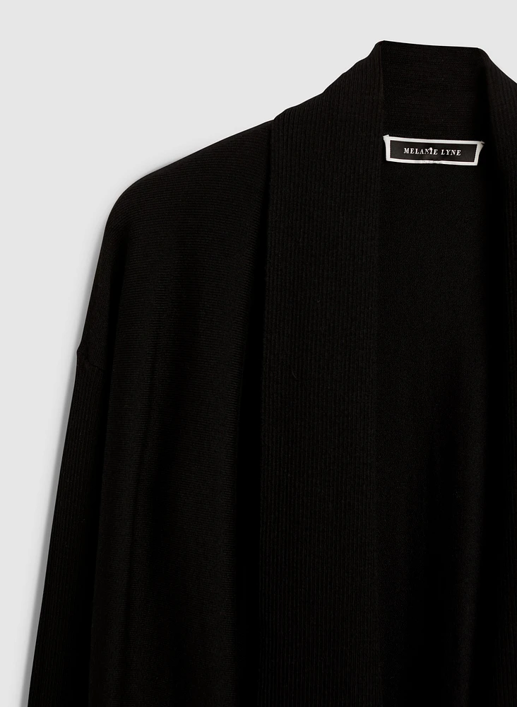 Cardigan à franges et ourlet asymétrique