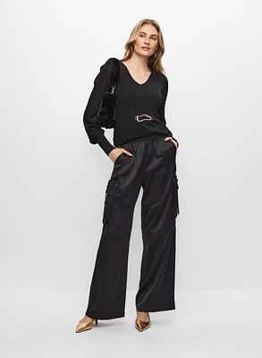 Pull péplum à boucle et pantalon cargo