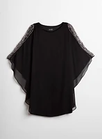 Embellished Chiffon Cape Dress