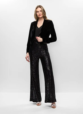 Veste en velours et pantalon à sequins
